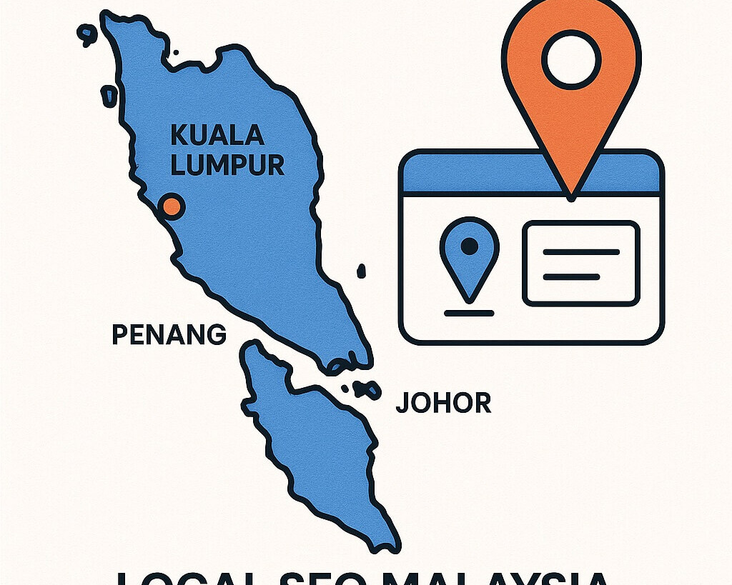 Visual of a Google Maps listing prominently displaying a local Malaysian business, highlighting improved local rankings, increased visibility, and customer engagement.